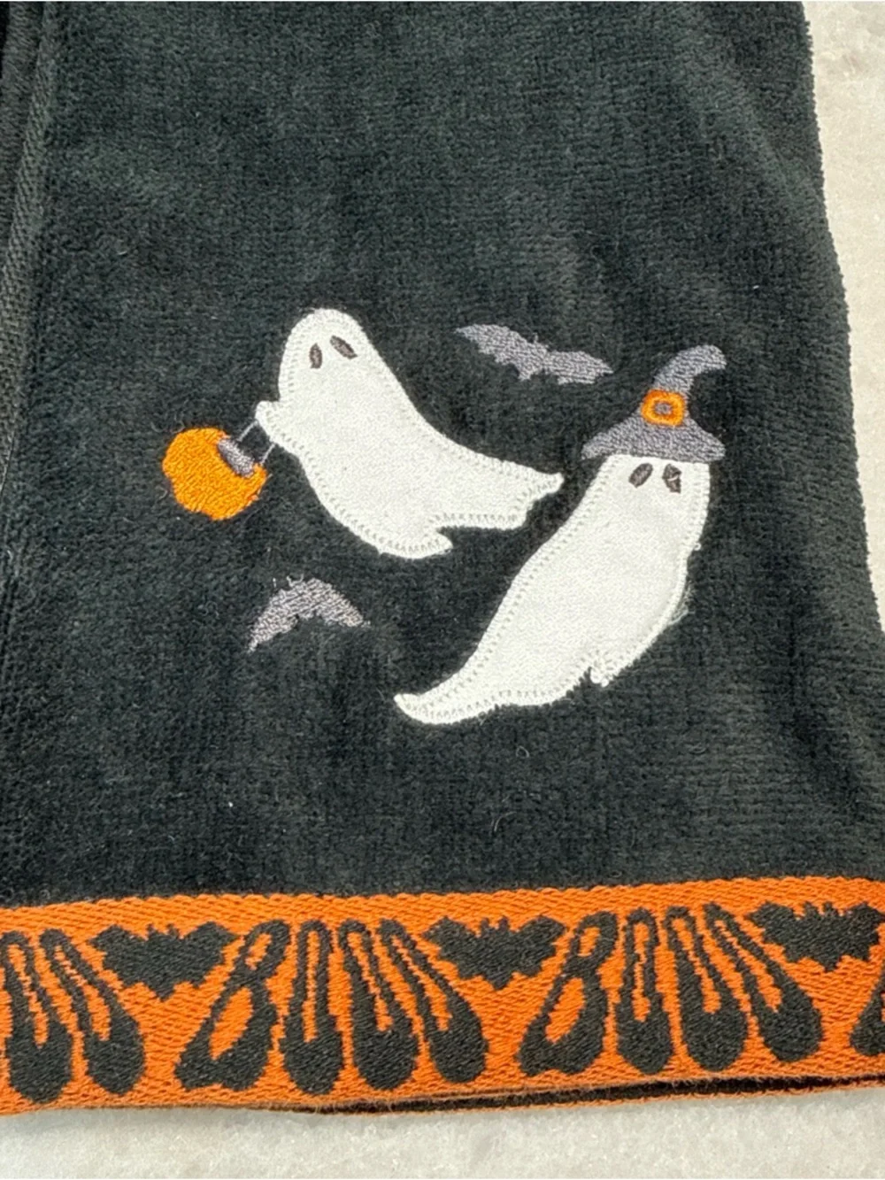 Halloween Celebrate Together Ghost Boo Velour Bath Hand Towels Set of 2